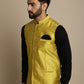 Even Apparels Men's Yellow Mandarin Collar Waistcoat | Swadesiicart