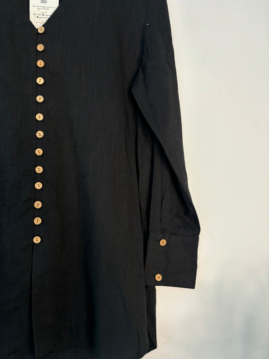 trueBrowns Black Slub Short Top | Swadesiicart