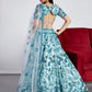 House of Panchhi Turquoise Blue Net Sequins, Mirror And Thread Embroidery Lehenga Choli & Dupatta | Swadesiicart