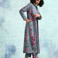 trueBrowns Grey Printed Velvet Overlay Jacket | Swadesiicart