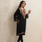 trueBrowns Black Kashmiri Floral Embroidered Woollen Phiran Kurta | Swadesiicart