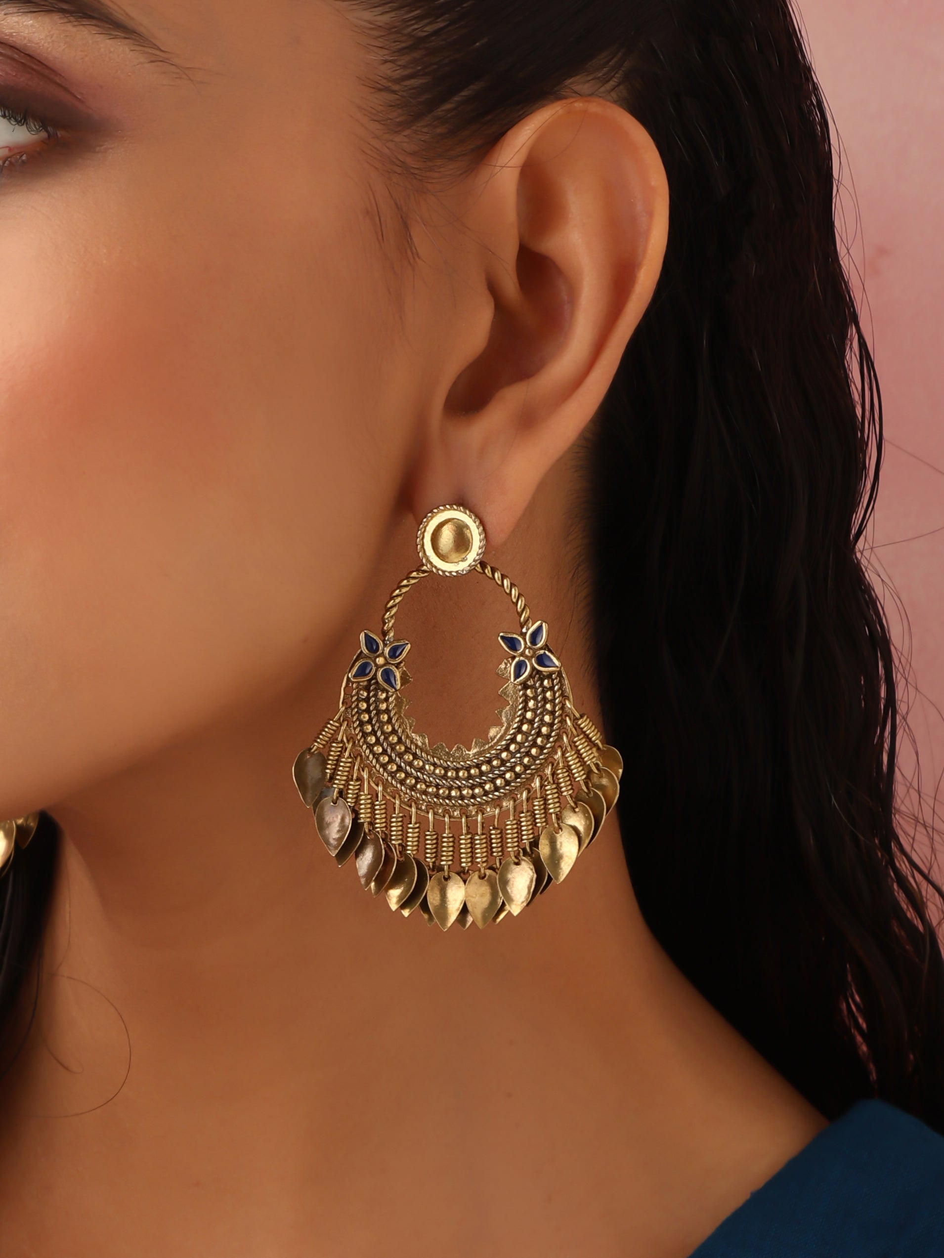 trueBrowns Brass Contemporary Tassel Earrings | Swadesiicart