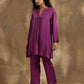 trueBrowns Purple Bandhani Printed Silk Co-Ord Set - Swadesiicart