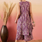InWeave Dusty Mauve Paisley Round Neck Kurta Short Palazzo Set - Swadesiicart