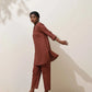 trueBrowns Brown Cotton Linen Kurta Co-Ord Set - Swadesiicart