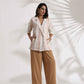 trueBrowns Beige Cotton Stripe Jacket Top Co-ord Set - Swadesiicart