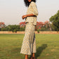 trueBrowns Light Sage Cotton Block Print Lapel Shirt Co-Ord Set - Swadesiicart