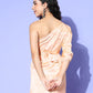 InWeave One Shoulder Satin Top In Peach Colour - Swadesiicart