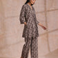trueBrowns Clay Dabu Geometric Print Cotton Pleated Co-Ord Set - Swadesiicart