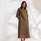 trueBrowns Brown Slub Dress | Swadesiicart