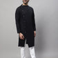Even Apparels Black Sherwani Kurta With Asymetrical Cut | Swadesiicart