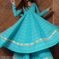 Pomcha Jaipur Neelkari Blue Cotton Anarkali Set | Swadesiicart