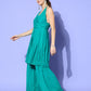 InWeave Women's Teal Lace Work Backless Kurta Sharara Set - Swadesiicart