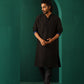 trueBrowns Men's Black Silk Long Kurta | Swadesiicart