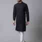 Even Apparels Black Striped Kurta With Band Collar | Swadesiicart