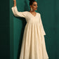 trueBrowns Ivory Tonal Cotton Anarkali Kurta Pant Set | Swadesiicart