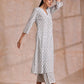trueBrowns White With Teal Buta Block Print Cotton Front Neck Gathered Kurta Pant Set | Swadesiicart