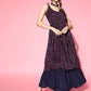 InWeave Women's Navy Bandhani Backdetail Kurta Set - Swadesiicart