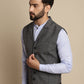 Even Apparels Men's Grey Waistcoat with Notched Lapel | Swadesiicart