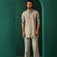trueBrowns Men's Grey Silk Co-ord Set Yoke Detail - Swadesiicart