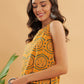 InWeave Haldi Yellow Mughal Kalamkari W/U Top - Swadesiicart