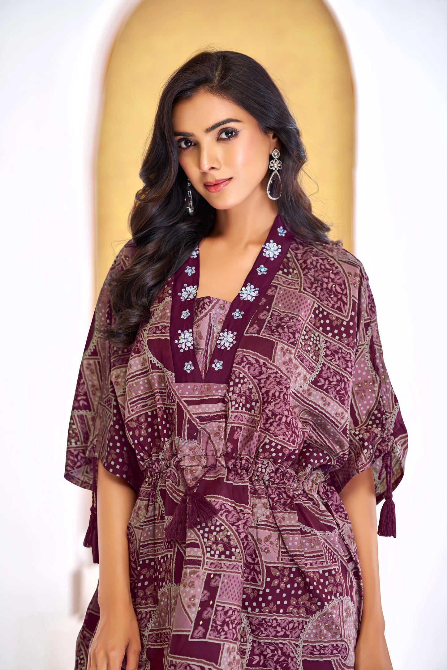 BulBul Hetal Wine Co-Ord Set - Swadesiicart