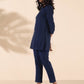 trueBrowns Blue Cotton Dobby Regular Co-ord Set - Swadesiicart