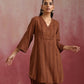 trueBrowns Brown Cotton Dobby Kurta Co-ord set - Swadesiicart
