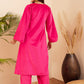 InWeave Women's Magenta V Neck Asymmetrical Pleated Velvet Kurta Set - Swadesiicart