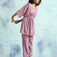 trueBrowns Light Mauve Printed Velvet Co-Ord Set - Swadesiicart