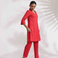 trueBrowns Red Cotton Print Kurta Co-ord Set - Swadesiicart