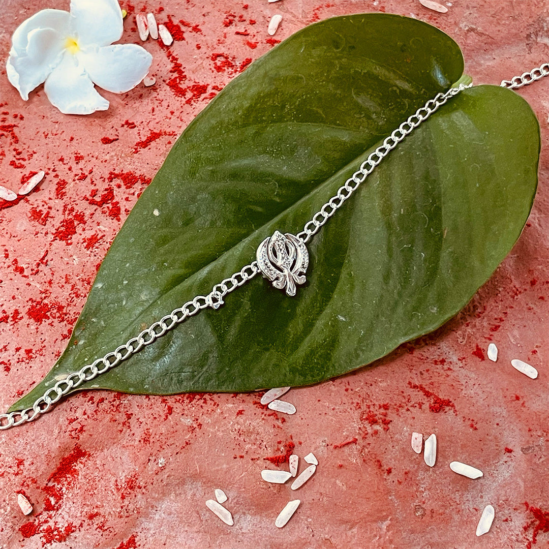 trueBrowns 925 Sterling Silver Khanda Silver Chain Rakhi | Swadesiicart