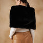 InWeave Women's Black Long Faux Fur Cape - Swadesiicart