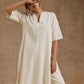 trueBrowns Ivory Gold Cotton Relaxed High-Low Kurta Set | Swadesiicart