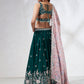 House of Panchhi Teal - Georgette Sequins, Mirror And Thread Embroidery Lehenga Choli | Swadesiicart