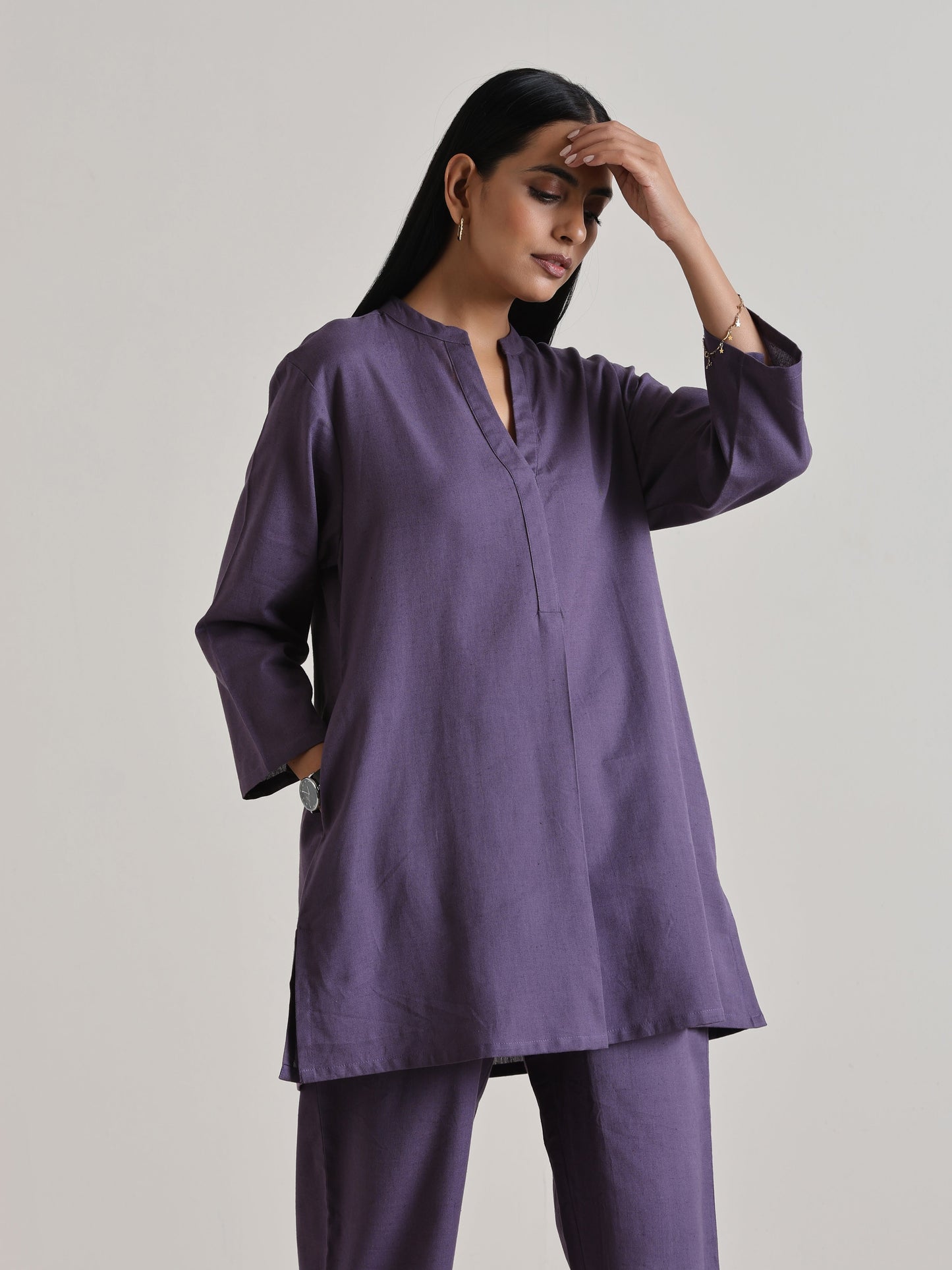 trueBrowns Plum Purple Relaxed Fit Co-Ord Set - Swadesiicart