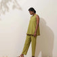 trueBrowns Pear Green Cotton Linen Co-Ord Set - Swadesiicart
