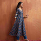 trueBrowns Blue Print Flared Anarakali Kurta Set | Swadesiicart