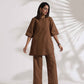 trueBrowns Brown Slub Co-ord Set - Swadesiicart