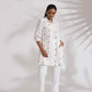 trueBrowns White Cotton Embroidered Kurta Co-ord Set - Swadesiicart