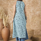 InWeave Mint Blue Side Asymmetric Kurta Set - Swadesiicart