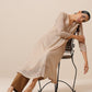 trueBrowns Linen Beige Textured Slit Kurta Pant Set | Swadesiicart