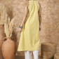 InWeave Light Yellow Side Asymmetric Kurta Set - Swadesiicart