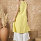 InWeave Light Yellow V Neck Aline Kurta Set - Swadesiicart