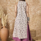 InWeave Dusty Mauve Side Asymmetric Kurta Set - Swadesiicart