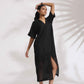 trueBrowns Black Cotton Schiffli Slit Dress | Swadesiicart