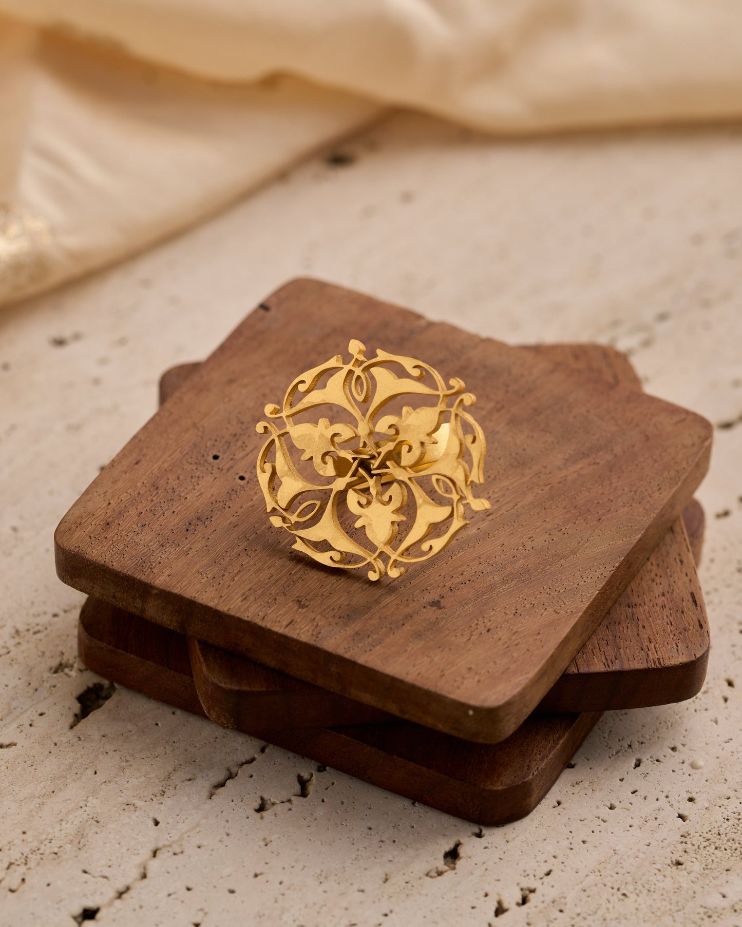 trueBrowns Gold-Polished Circle Ring | Swadesiicart