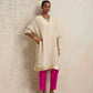 trueBrowns Ivory Tissue Kurta Co-ord Set - Swadesiicart