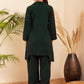InWeave Women's Forest Green Collared Front Button Blazer Kurta Pant Set - Swadesiicart