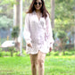Noroke Linen Lilac Gold Wrap Shirt Dress | Swadesiicart